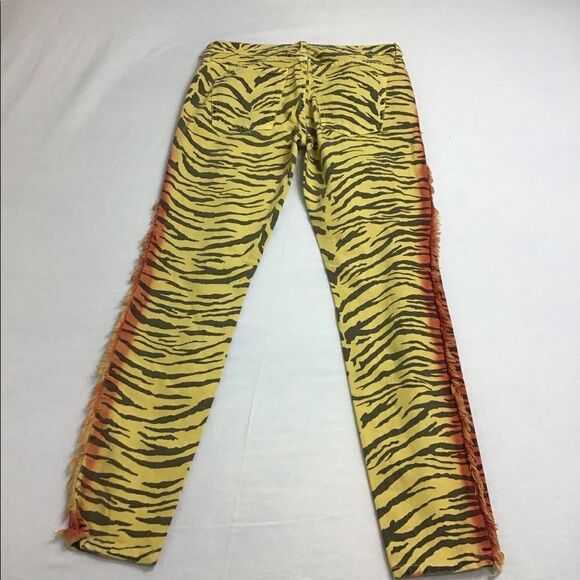 Current/Elliott Yellow Zebra Print Skinny Leg Jeans New With Tag Size 27 - Picture 3 of 15